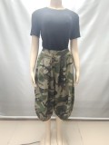 Plus Size Camouflage Printed Wide Leg Seventh Jeans GAKF-60705