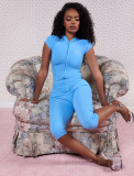Sports Zipper Embroidered Letters Two Piece Pants Set GKYS-3097-1