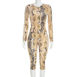 Animal Printed Long Sleeve Seventh Pants Suit MXBF-J26ST402