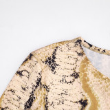 Animal Printed Long Sleeve Seventh Pants Suit MXBF-J26ST402