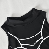 Printed Contrast Color Sleeveless Bodysuit GNZD-41197THG