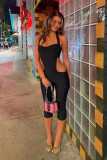 Solid Color Backless Halterneck Seventh Jumpsuit GKYS-3083