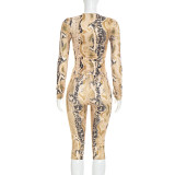 Animal Printed Long Sleeve Seventh Pants Suit MXBF-J26ST402