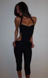 Solid Color Backless Halterneck Seventh Jumpsuit GKYS-3083