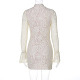 Lace Hollow Out Long Sleeve Mini Dress BLG-D4B17737A
