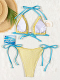 Color Block Lace Up Bikini 2 Piece Swimsuit CASF-6845