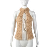 Fur Neck Hollow Out Top Coats GNZD-9799THD