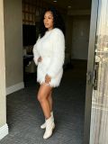 Fur Long Sleeve Two Piece Skirt Knits Suit CM-60908