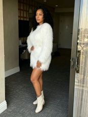 Fur Long Sleeve Two Piece Skirt Knits Suit CM-60908
