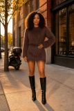 Fur Long Sleeve Two Piece Skirt Knits Suit CM-60908