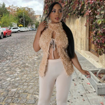 Fur Neck Hollow Out Top Coats GNZD-9799THD
