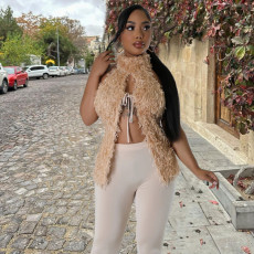 Fur Neck Hollow Out Top Coats GNZD-9799THD
