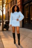Fur Long Sleeve Two Piece Skirt Knits Suit CM-60908