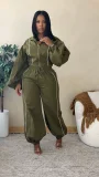 Sport Lantern Sleeve Short Coat Two Piece Pants Set LSD-3044