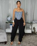 Solid Color Ruched Wide Leg Pants LSD-3068