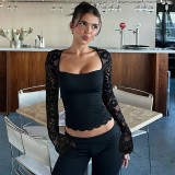 Lace Long Sleeve Hollow Out Top BLG-T5519236K