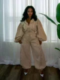 Sport Lantern Sleeve Short Coat Two Piece Pants Set LSD-3044