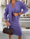 Solid Color Long Sleeve Coat+Knits Dress 2 Piece Set GMKK-mkk7300