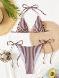 Sexy Stripe Tie Up Bikinis 2 Piece Set CASF-6831