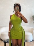 Sleeveless Single Shoulder Mini Dress GHYX-TXY5535