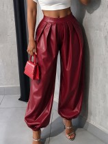 High Waist Loose Casual Leather Pants GHYX-TXY5503