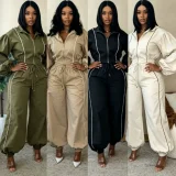Sport Lantern Sleeve Short Coat Two Piece Pants Set LSD-3044