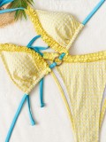 Color Block Lace Up Bikini 2 Piece Swimsuit CASF-6845