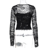 Lace Long Sleeve Hollow Out Top BLG-T5519236K