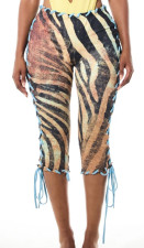 Retro Animal Printed Tie Up Seventh Pants GFCF-1587