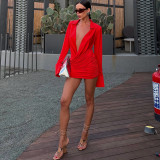 Long Sleeve Solid Color Ruched Mini Dress GZJQ-K6D17920A