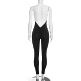 Solid Color Long Sleeve Shoulder Cape Top+Jumpsuit Suit GSZM-Q26ST199