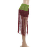 Color Block Knits Tassel Skirt GZJQ-W6J17289A
