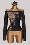 Leopard Prined One Shoulder T Shirt GXIY-K26L2939
