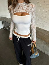 Lace Patchwork Long Sleeve T Shirt GXIY-K26L2809