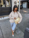 Polka Dot Printed Long Sleeve Hooded Sweatshirt YWXS-K26L2914