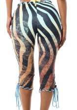 Retro Animal Printed Tie Up Seventh Pants GFCF-1587