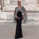 Deep V Neck Patchwork Contast Color Maxi Dress DLSF-K6D17744A