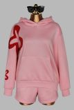 Solid Color Hooded Sweatshirt Two Piece Short Set YWXS-K26L2916