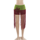 Color Block Knits Tassel Skirt GZJQ-W6J17289A