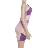 Gradient Color Ruched Mini Dress DLSF-K6D16549A