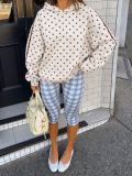 Polka Dot Printed Long Sleeve Hooded Sweatshirt YWXS-K26L2914
