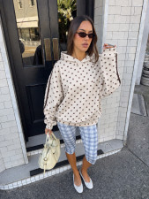 Polka Dot Printed Long Sleeve Hooded Sweatshirt YWXS-K26L2914