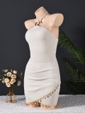 Solid Color Halterneck Mini Dress GFRT-33169DBY