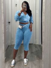 Solid Color Zipper Hooded Coat Two Piece Pants Set TR-1368