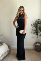 Mesh Patchwork Sleeveless Maxi Dress GADE-11432