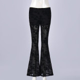 Mesh See Through Flare Pants GFRT-11959