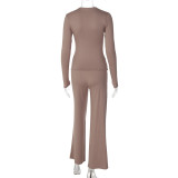 Long Sleeve Slash Neck Two Piece Pants Set LJSF-S6822401X