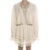 Lace Edge Patchwork Cake Dress XEF-K6D16454A