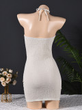 Solid Color Halterneck Mini Dress GFRT-33169DBY
