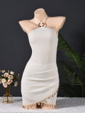 Solid Color Halterneck Mini Dress GFRT-33169DBY